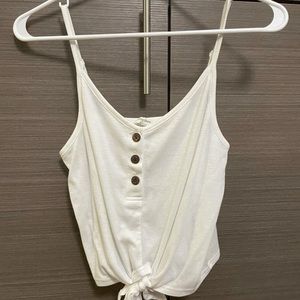 Miss Love tie front tank top with button detail